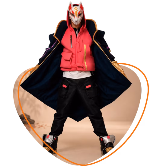 Kostium kitsune w stylu streetwear